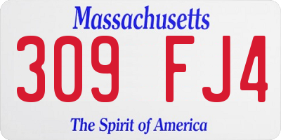 MA license plate 309FJ4