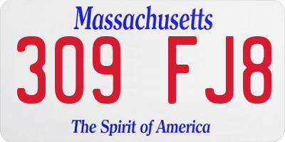 MA license plate 309FJ8