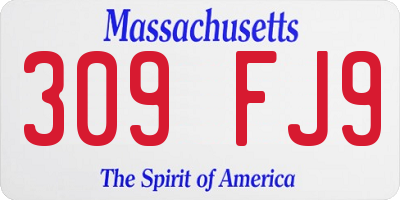MA license plate 309FJ9