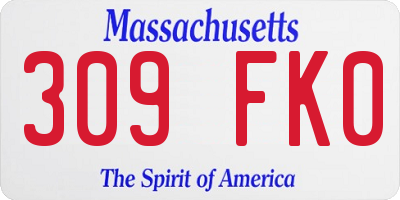 MA license plate 309FK0