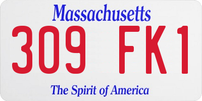 MA license plate 309FK1