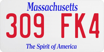 MA license plate 309FK4