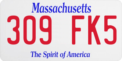 MA license plate 309FK5