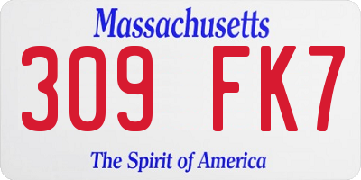 MA license plate 309FK7