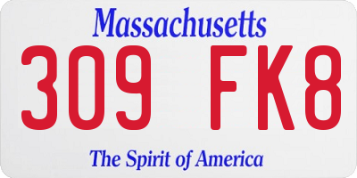 MA license plate 309FK8