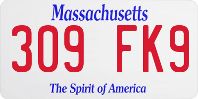 MA license plate 309FK9
