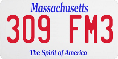 MA license plate 309FM3