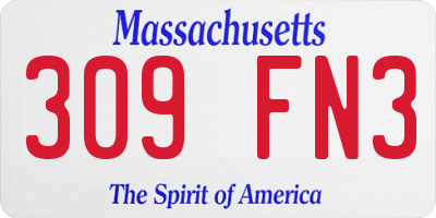 MA license plate 309FN3