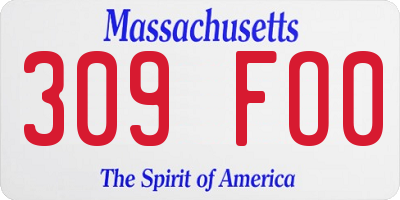 MA license plate 309FO0
