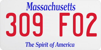 MA license plate 309FO2