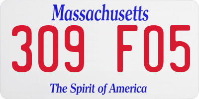 MA license plate 309FO5