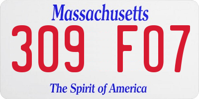 MA license plate 309FO7