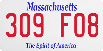 MA license plate 309FO8