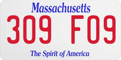 MA license plate 309FO9