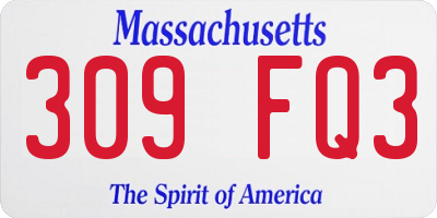MA license plate 309FQ3