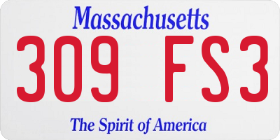MA license plate 309FS3