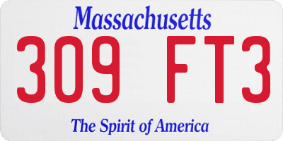 MA license plate 309FT3