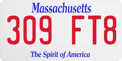 MA license plate 309FT8