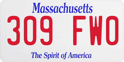 MA license plate 309FW0