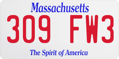 MA license plate 309FW3
