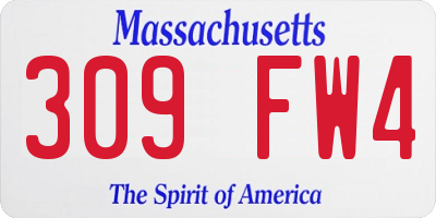 MA license plate 309FW4