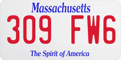 MA license plate 309FW6