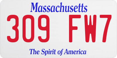 MA license plate 309FW7
