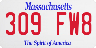 MA license plate 309FW8