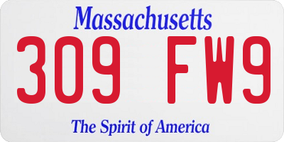 MA license plate 309FW9