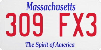 MA license plate 309FX3