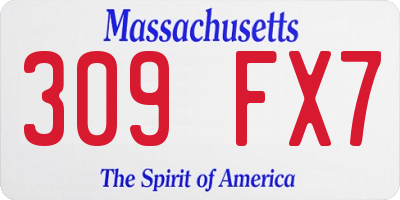 MA license plate 309FX7