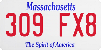 MA license plate 309FX8