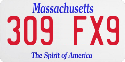 MA license plate 309FX9