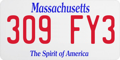 MA license plate 309FY3