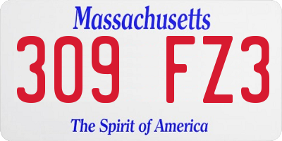 MA license plate 309FZ3