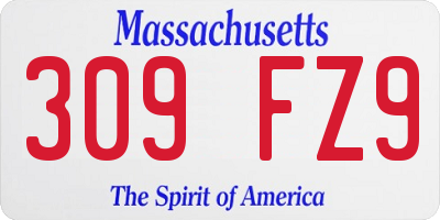 MA license plate 309FZ9