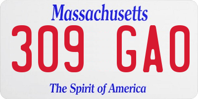 MA license plate 309GA0