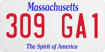 MA license plate 309GA1