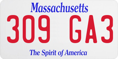 MA license plate 309GA3
