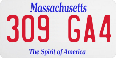 MA license plate 309GA4