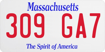 MA license plate 309GA7