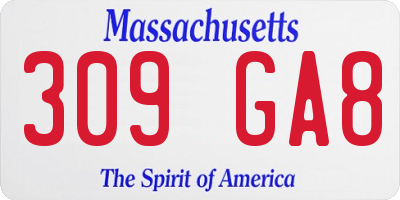 MA license plate 309GA8
