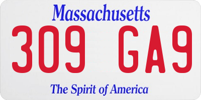 MA license plate 309GA9