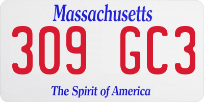 MA license plate 309GC3