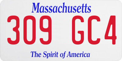 MA license plate 309GC4
