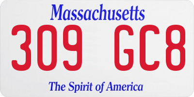 MA license plate 309GC8