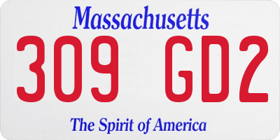 MA license plate 309GD2
