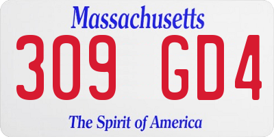 MA license plate 309GD4