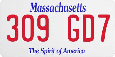 MA license plate 309GD7