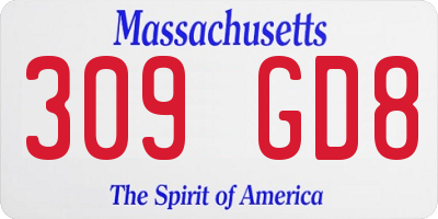 MA license plate 309GD8